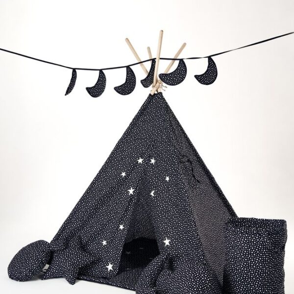 namiot tipi dla dzieci czarny w kropki