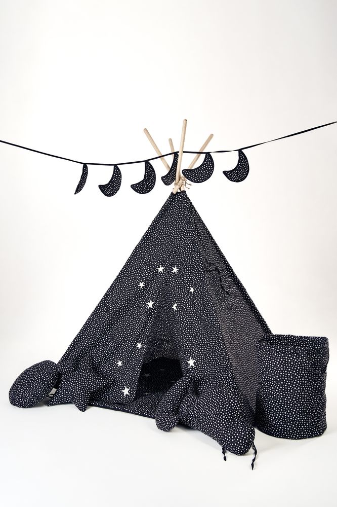 Namiot-tipi-dla-dzieci-czarny-1 namiot tipi dla dzieci czarny w kropki